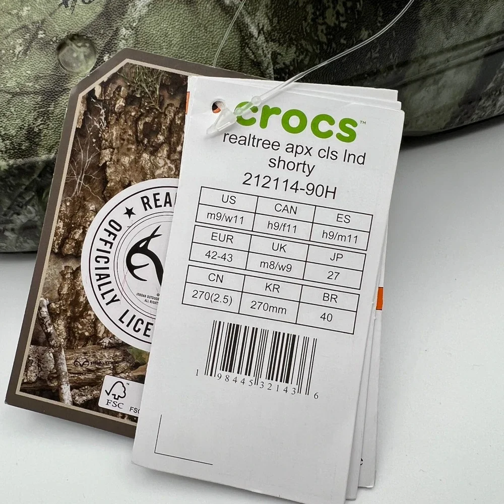 Crocs Realtree APX Classic Lined Shorty Mens 9 Green Camo Fleece Clogs‎